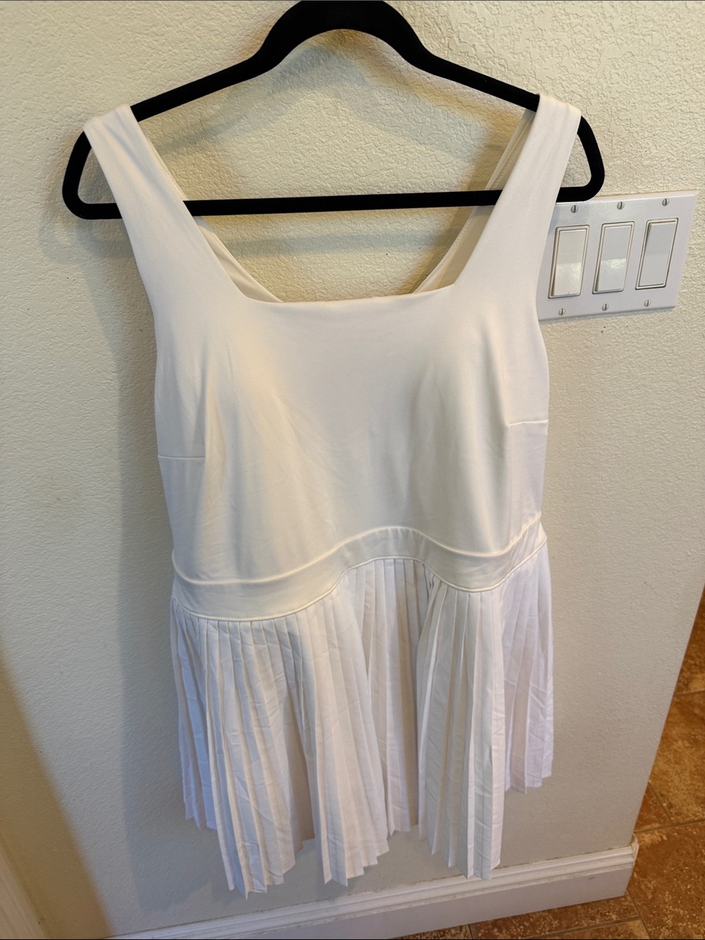 all in motion White Pleated Midi Tank Dress